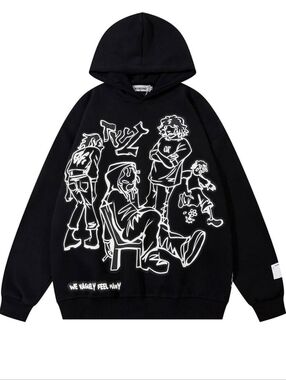 Y2k Mens Graphic Oversized Hip Hop Streetwear Casual Hoodie